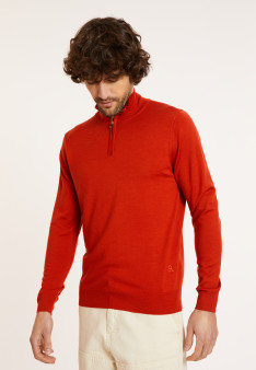 Trucker neck sweater with logo in merino wool - Ryan