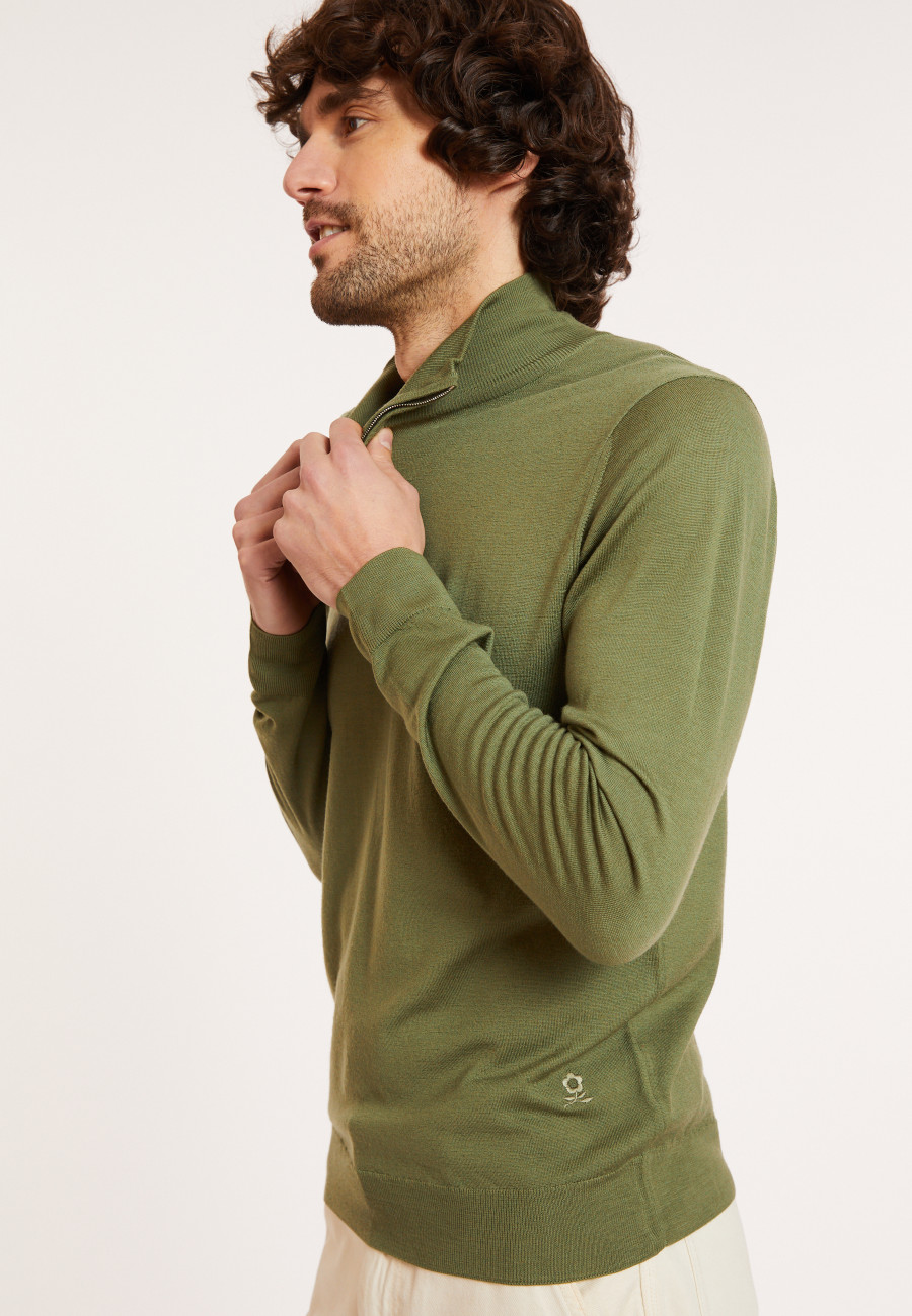 Trucker neck sweater with logo in merino wool - Ryan