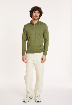 Trucker neck sweater with logo in merino wool - Ryan