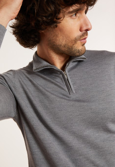 Trucker neck sweater with logo in merino wool - Ryan