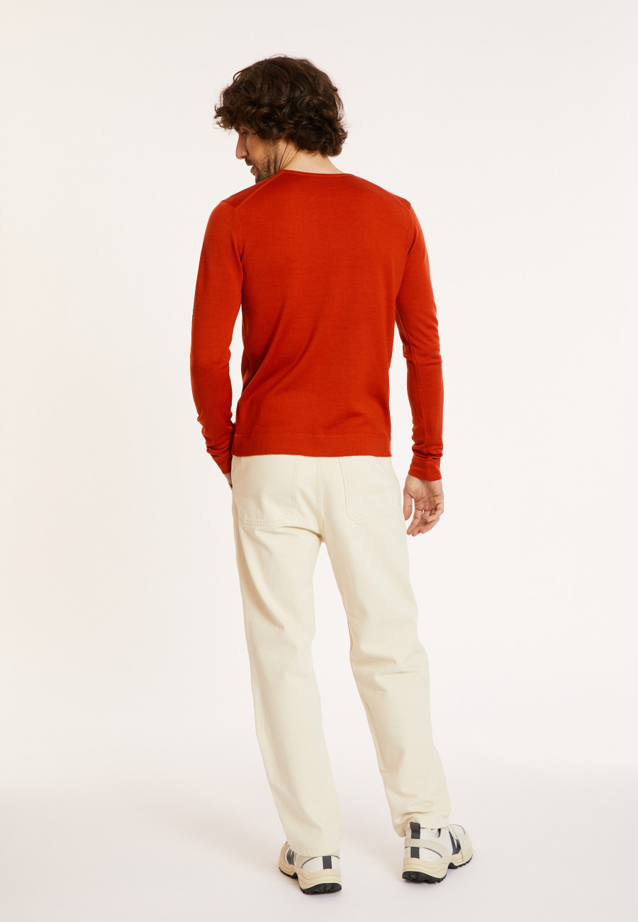 Round-neck merino wool sweater with rolled finishes - Rythme