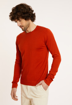 Pull en laine mérinos col à finition roulotée - Rythme