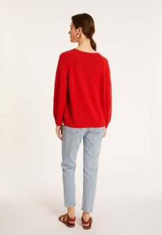 Pull emmanchures marteau en coton et lin - Mick 8080 capucine - 52 Rouge