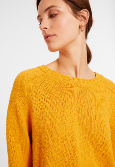 Pull emmanchures marteau en coton et lin - Mick 8060 ambre - 08 Jaune