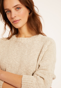 Pull emmanchures marteau en coton et lin - Mick 8001 ecru - 82 Ecru