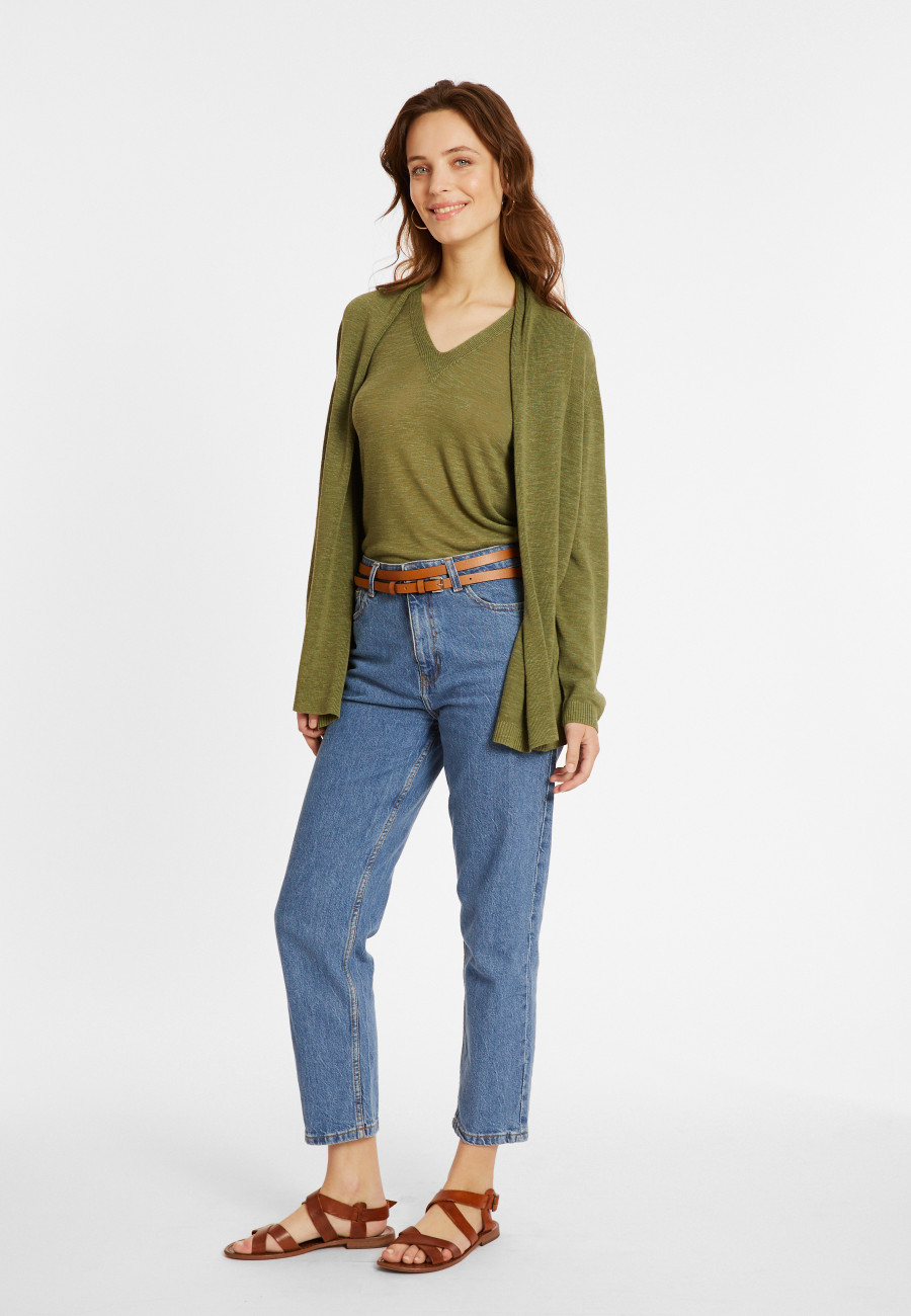 Colete en lin flammé col châle - Maelle