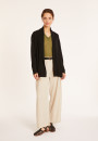 Gilet en lin flammé col châle - Maelle 8010 noir - 01 Noir