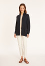 Gilet en lin flammé col châle - Maelle 8040 marine - 05 Bleu marine