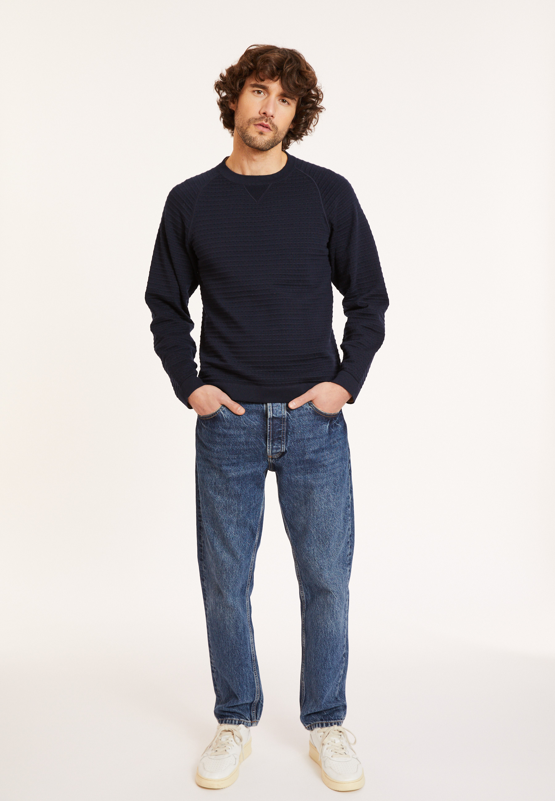 Pull en coton manches raglan - Dwight 8161 marine - 05 Bleu marine