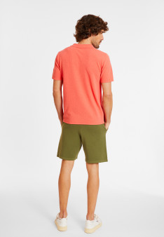 Chemise manches courtes en coton brossé - Dominique 8072 corail - 25 Rose moyen