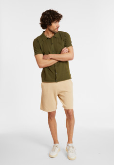 Chemise manches courtes en coton brossé - Dominique 8051 cactus - 83 Kaki