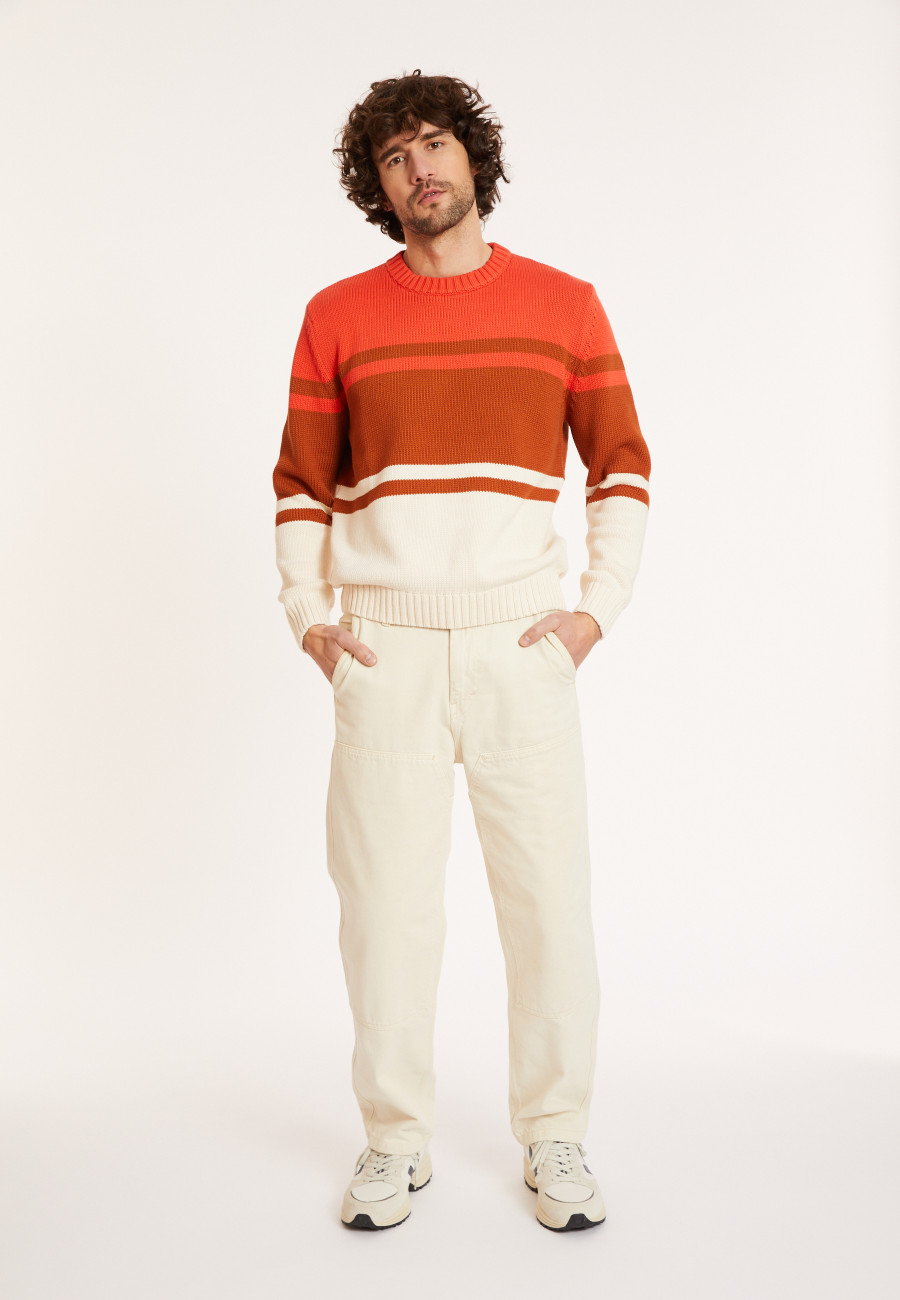 Tri-colored cotton sweater - Dustin