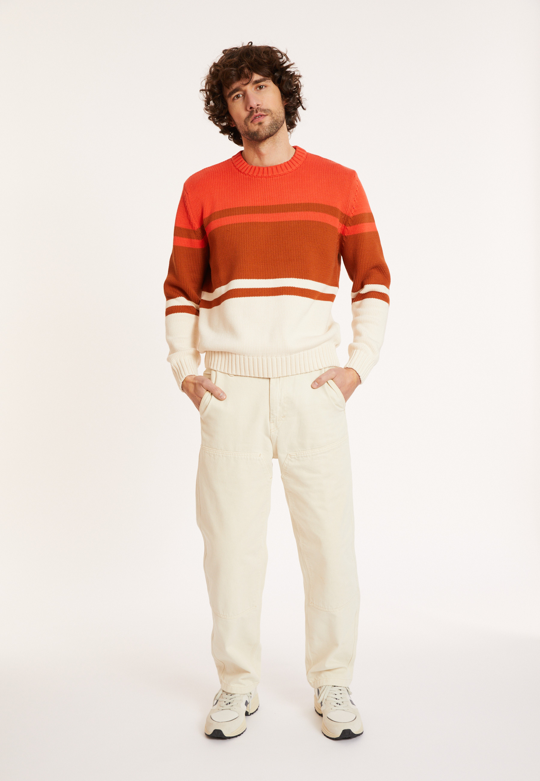 Pull en coton tricolore - Dustin 8140 - 07 Marron