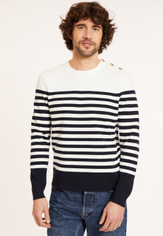 Pull marinière en coton - Dory 8180 - 05 Bleu marine