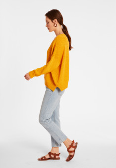 Pull ample coton et lin - Thalie 8060 ambre - 08 Jaune