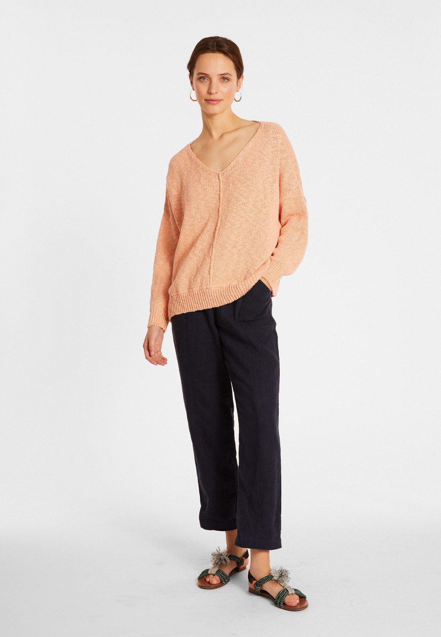 Loose cotton and linen jumper - Thalie