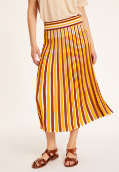 Three-colored pleated skirt in organic cotton - Merveille