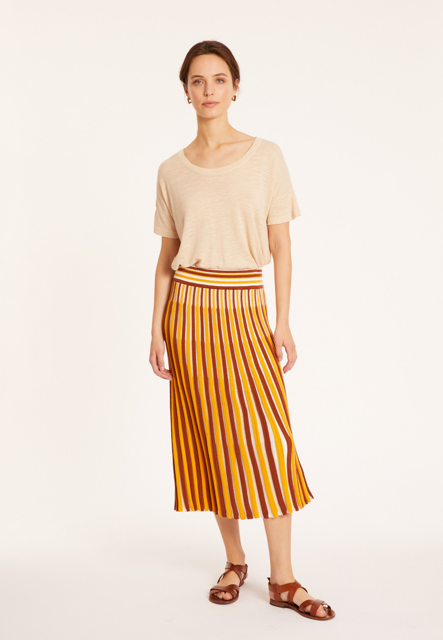Three-colored pleated skirt in organic cotton - Merveille