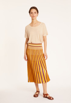 Three-colored pleated skirt in organic cotton - Merveille