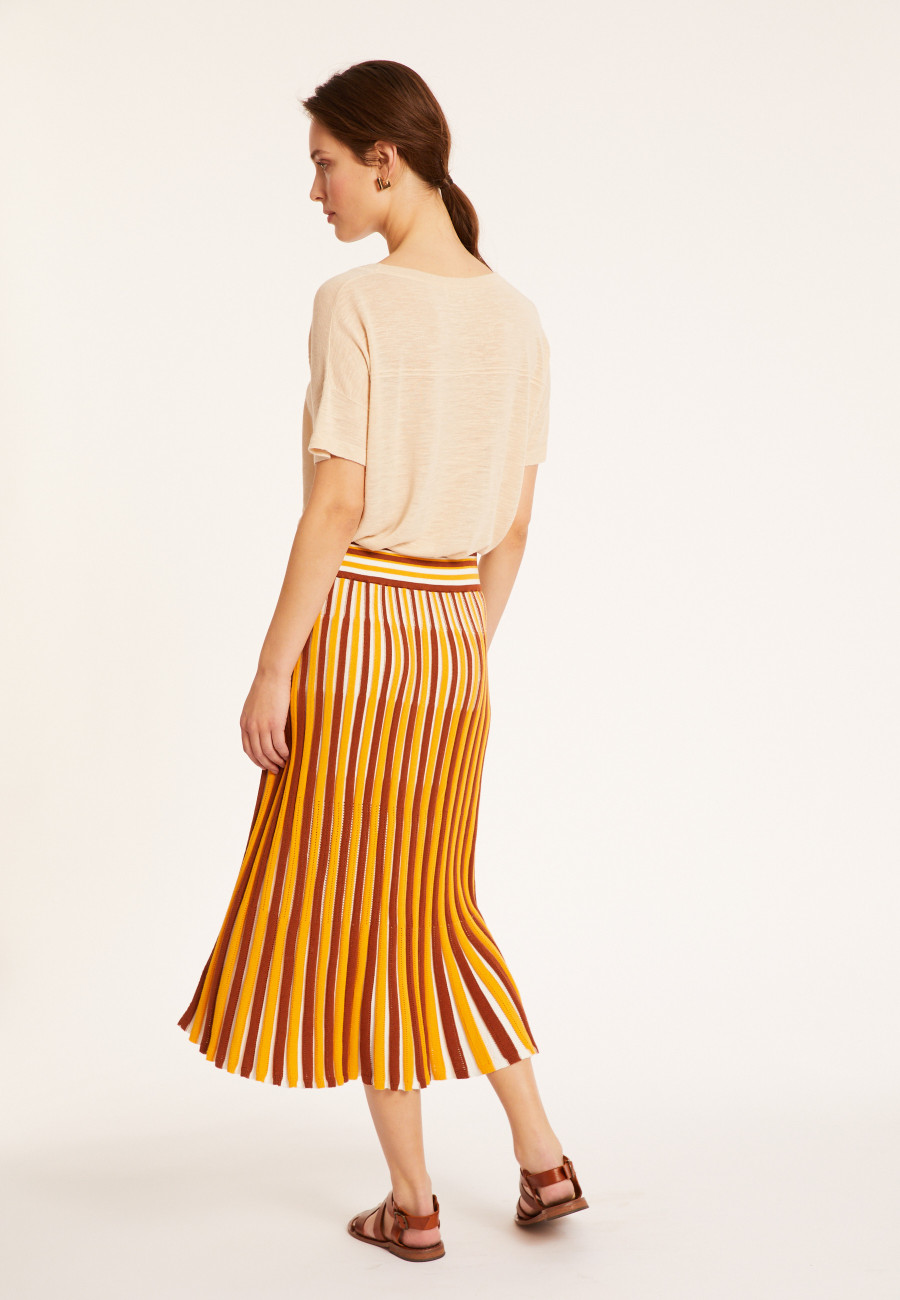 Three-colored pleated skirt in cotton - Merveille
