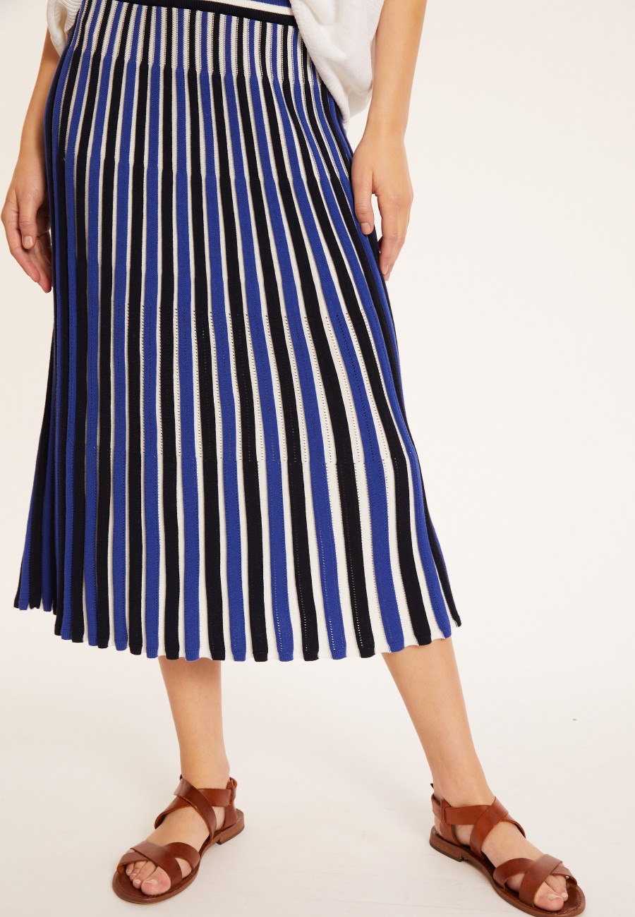 Three-colored pleated skirt in cotton - Merveille