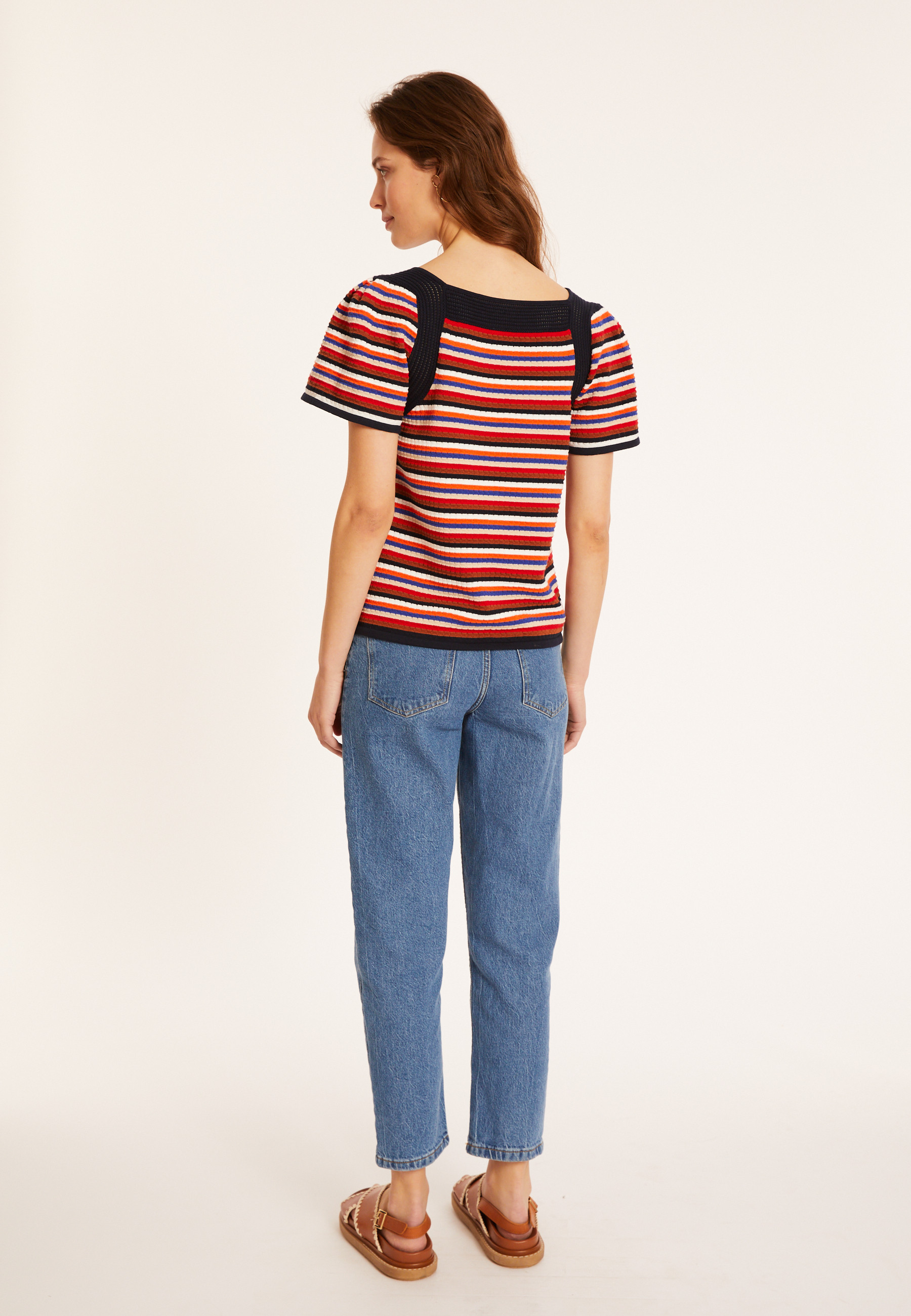 T-shirt manches ballon en coton bio - Mezzo 8124 - Multicolore