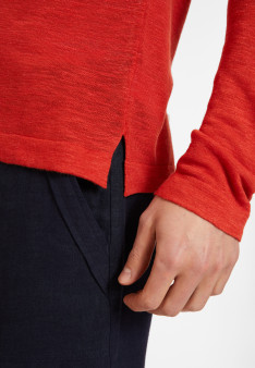 Chemise boutonnée en lin flammé - Randy 8081 epice - 20 Rouge foncé