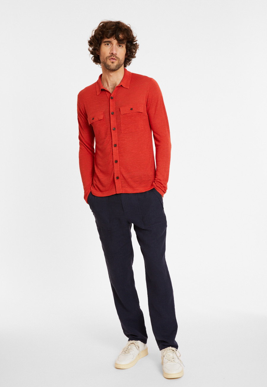 Flamed linen button-down shirt - Randy