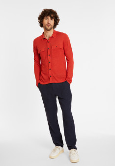Chemise boutonnée en lin flammé - Randy 8081 epice - 20 Rouge foncé