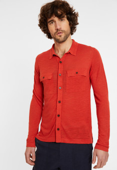 Chemise boutonnée en lin flammé - Randy 8081 epice - 20 Rouge foncé