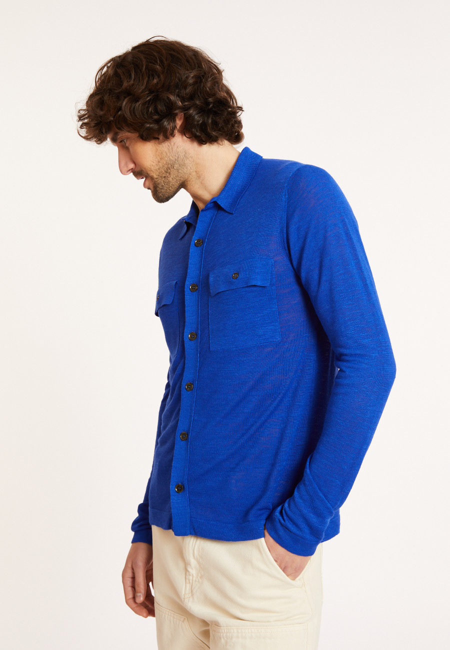 Flamed linen button-down shirt - Randy