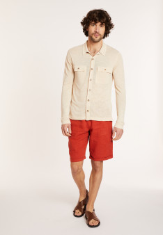 Flamed linen button-down shirt - Randy