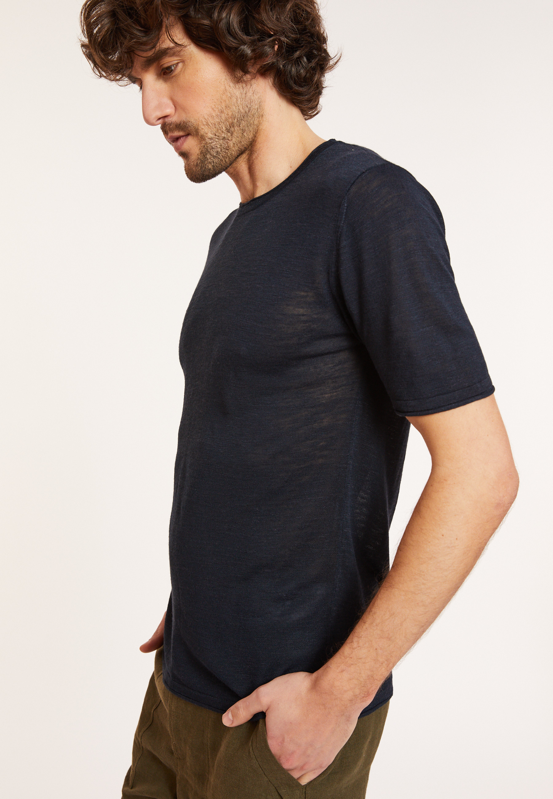 Slub linen round neck T-shirt - Renaud