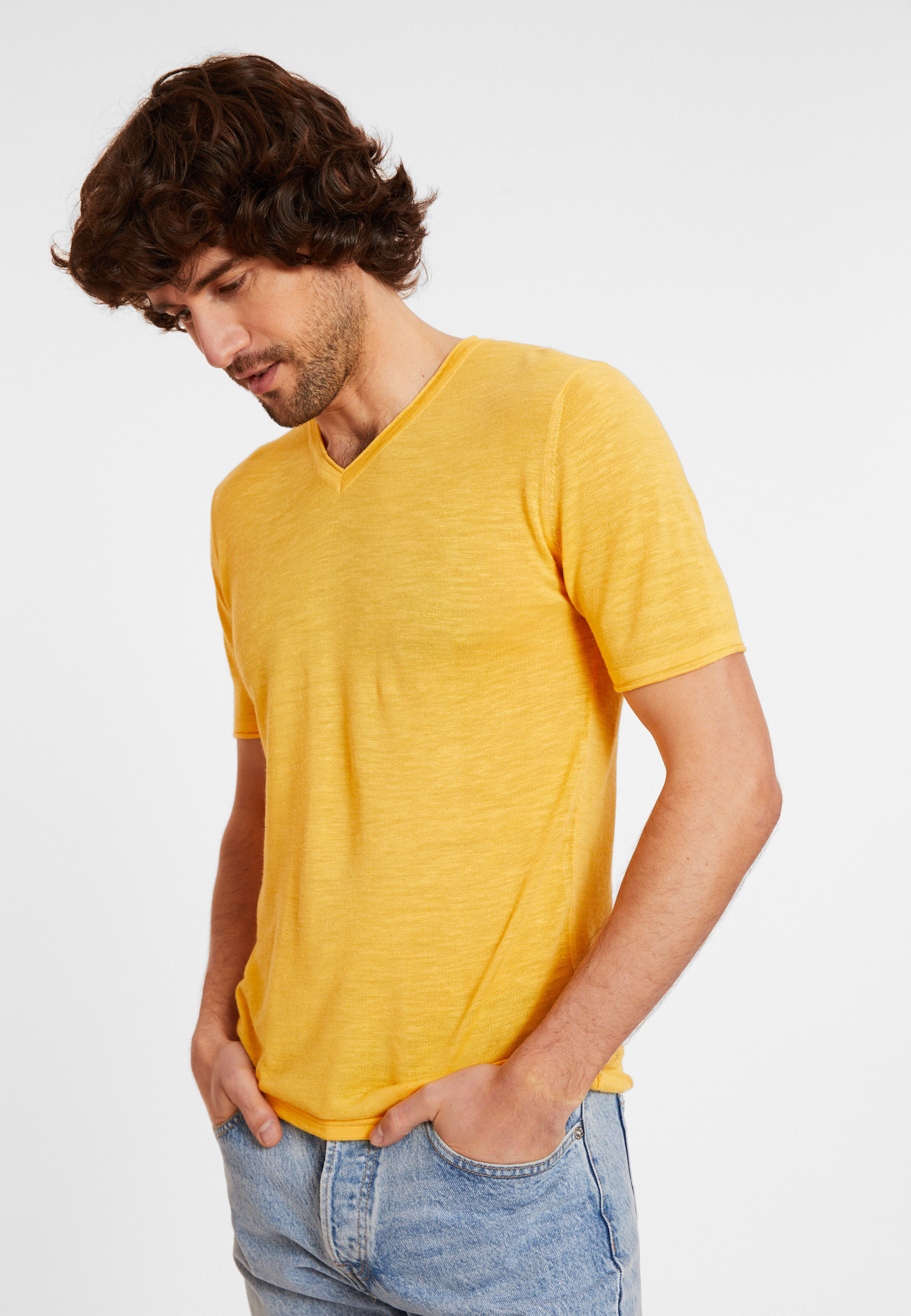 Slub linen V-neck T-shirt - Reuben