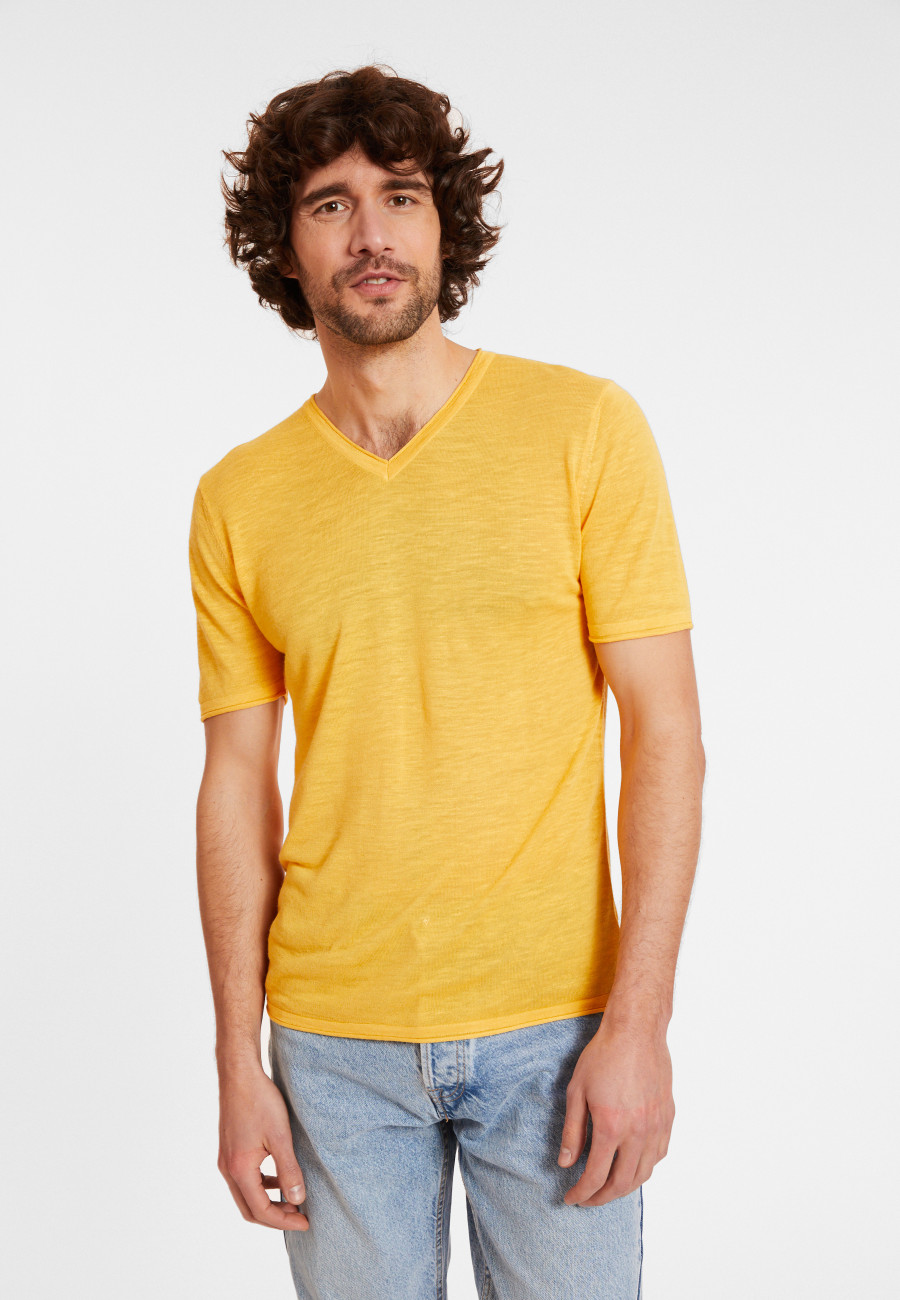 Slub linen V-neck T-shirt - Reuben