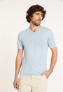 T-shirt col V en lin flammé - Reuben 8043 celeste - 04 Bleu clair
