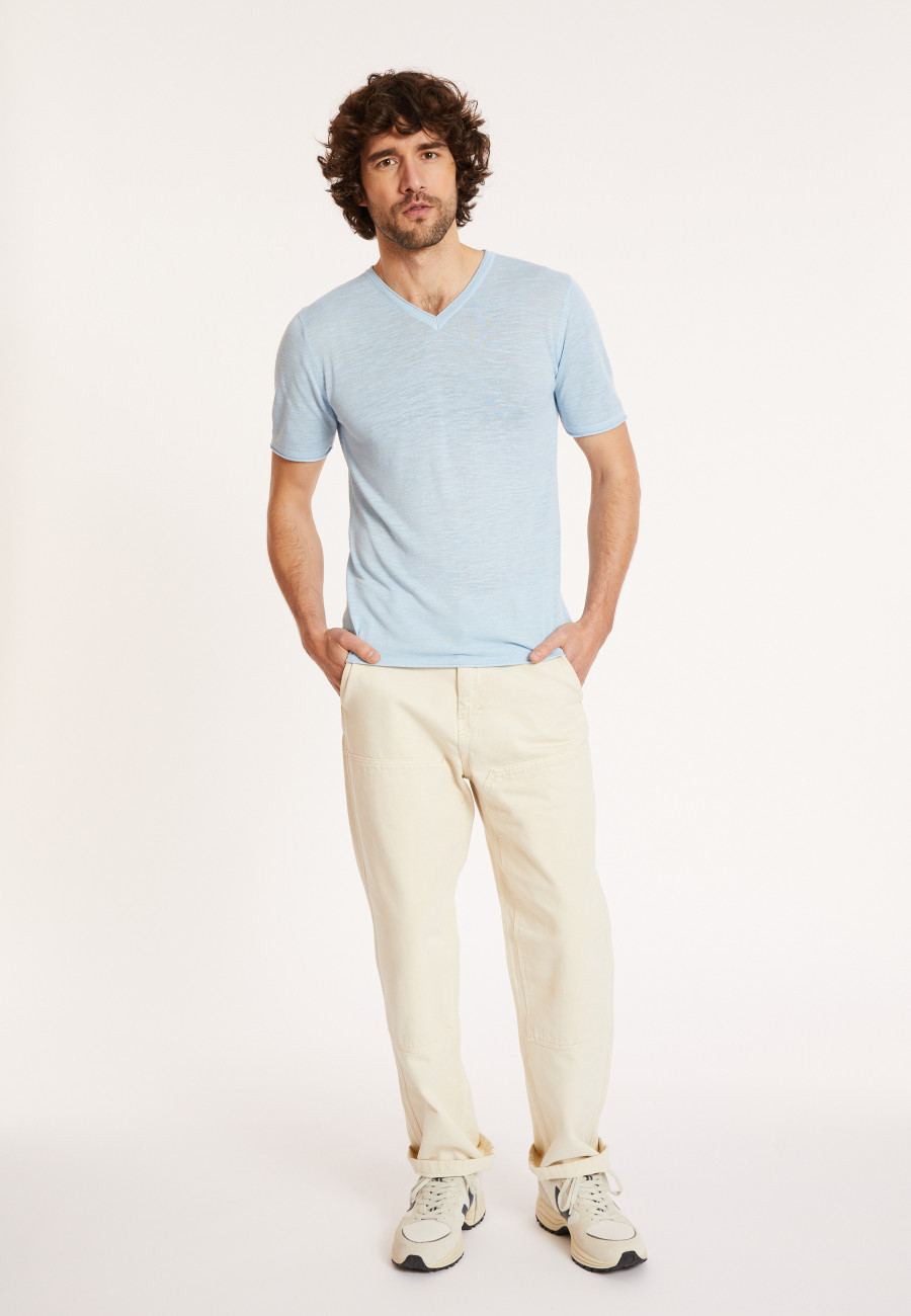Slub linen V-neck T-shirt - Reuben