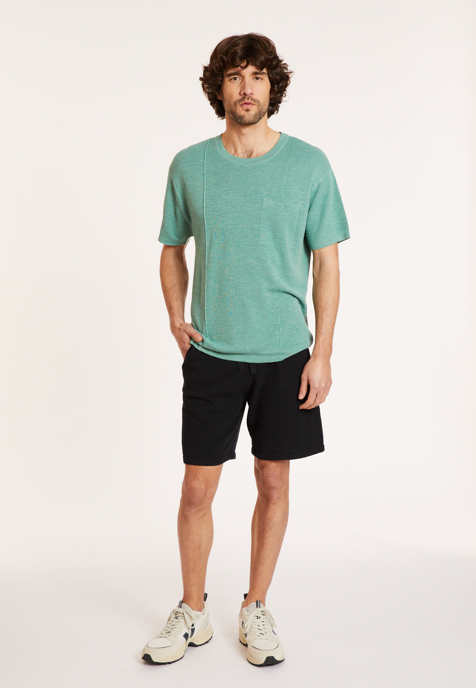T-shirt ample en lin flammé - Deon 8052 jade - 94 Vert amande