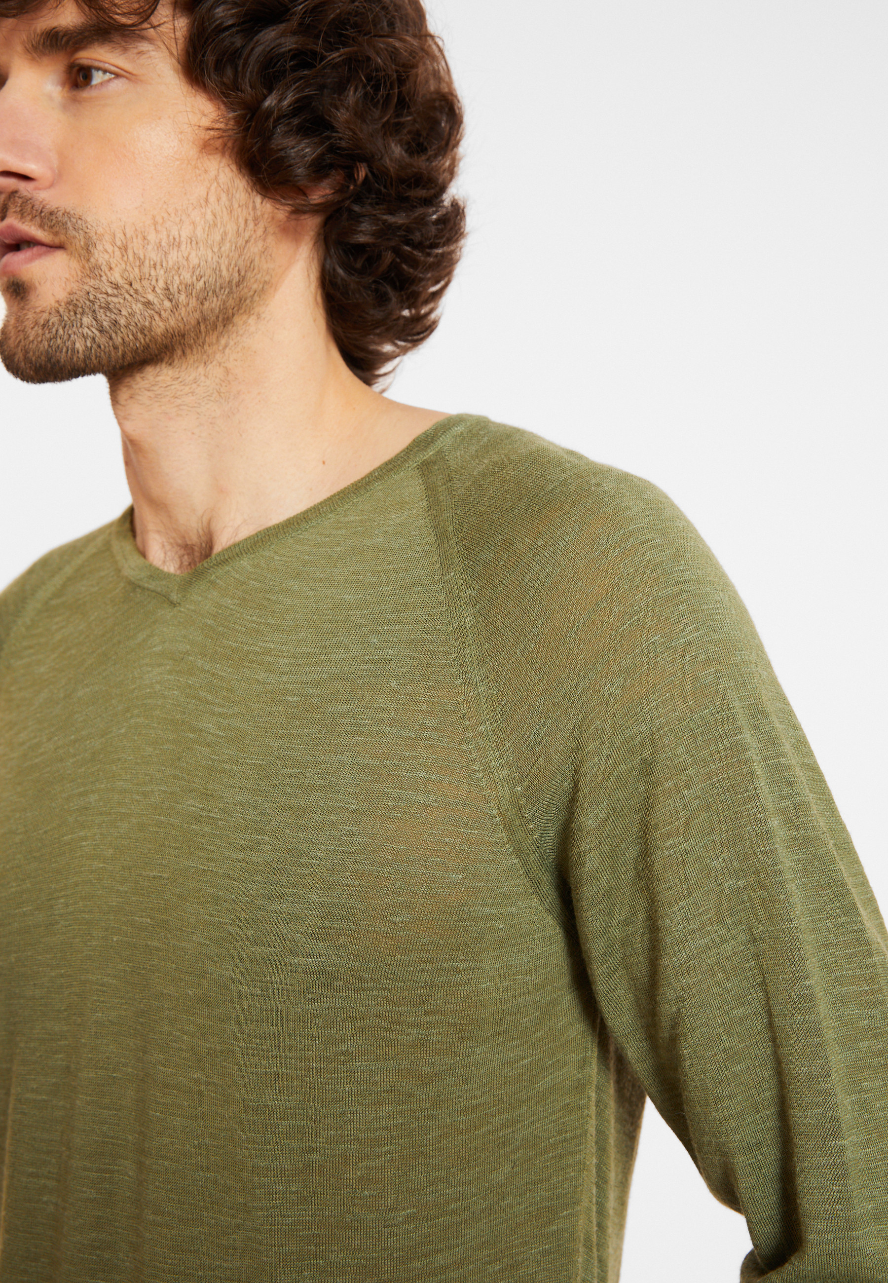 T-shirt en lin flammé manches raglan - Damon 8051 cactus - 83 Kaki