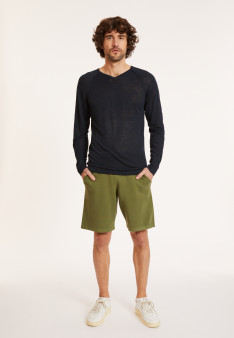 T-shirt en lin flammé manches raglan - Damon 8040 marine - 05 Bleu marine