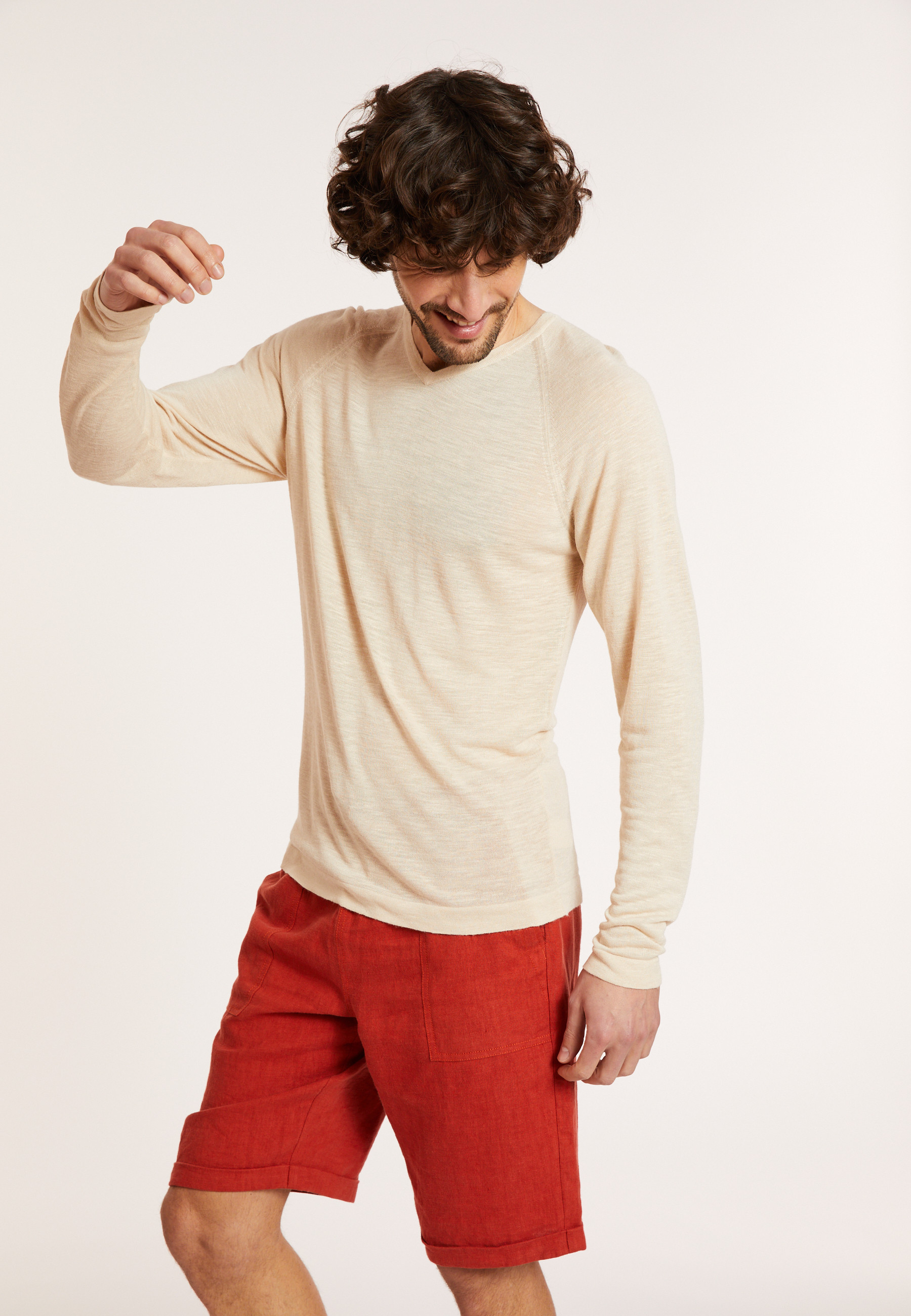 T-shirt en lin flammé manches raglan - Damon 8020 ficelle - 12 Beige clair