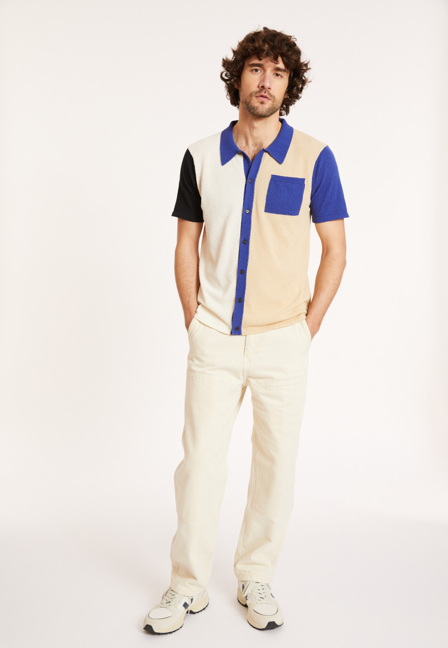 Chemise manches courtes en coton brossé - Donald 8174 - 03 Bleu foncé