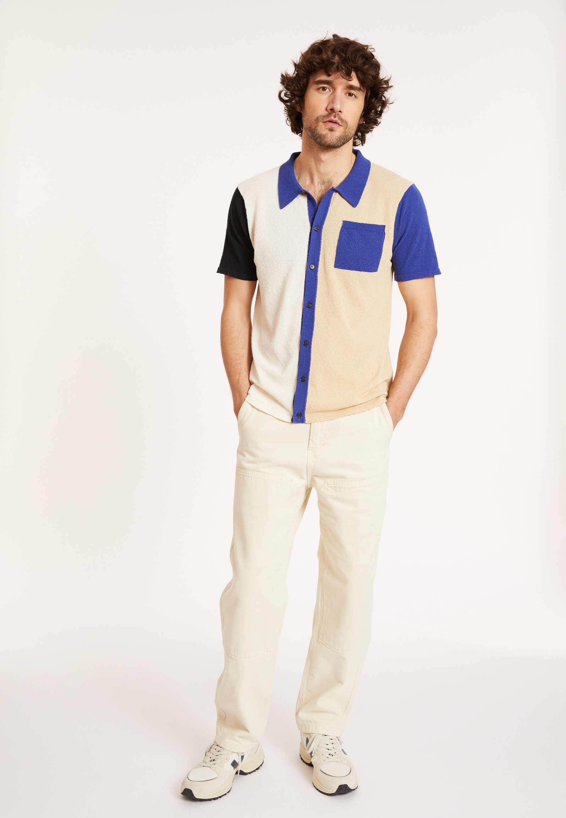 Chemise manches courtes en coton brossé - Donald 8174 - 03 Bleu foncé