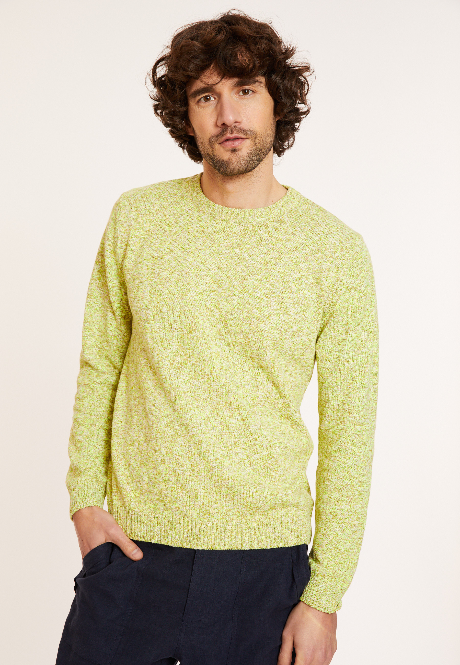 Mottled cotton round neck sweater - Doume