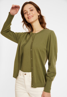 Cotton round neck cardigan - Manel