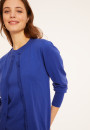 Cardigan col rond en coton bio - Manel 8041 majorelle - 03 Bleu foncé