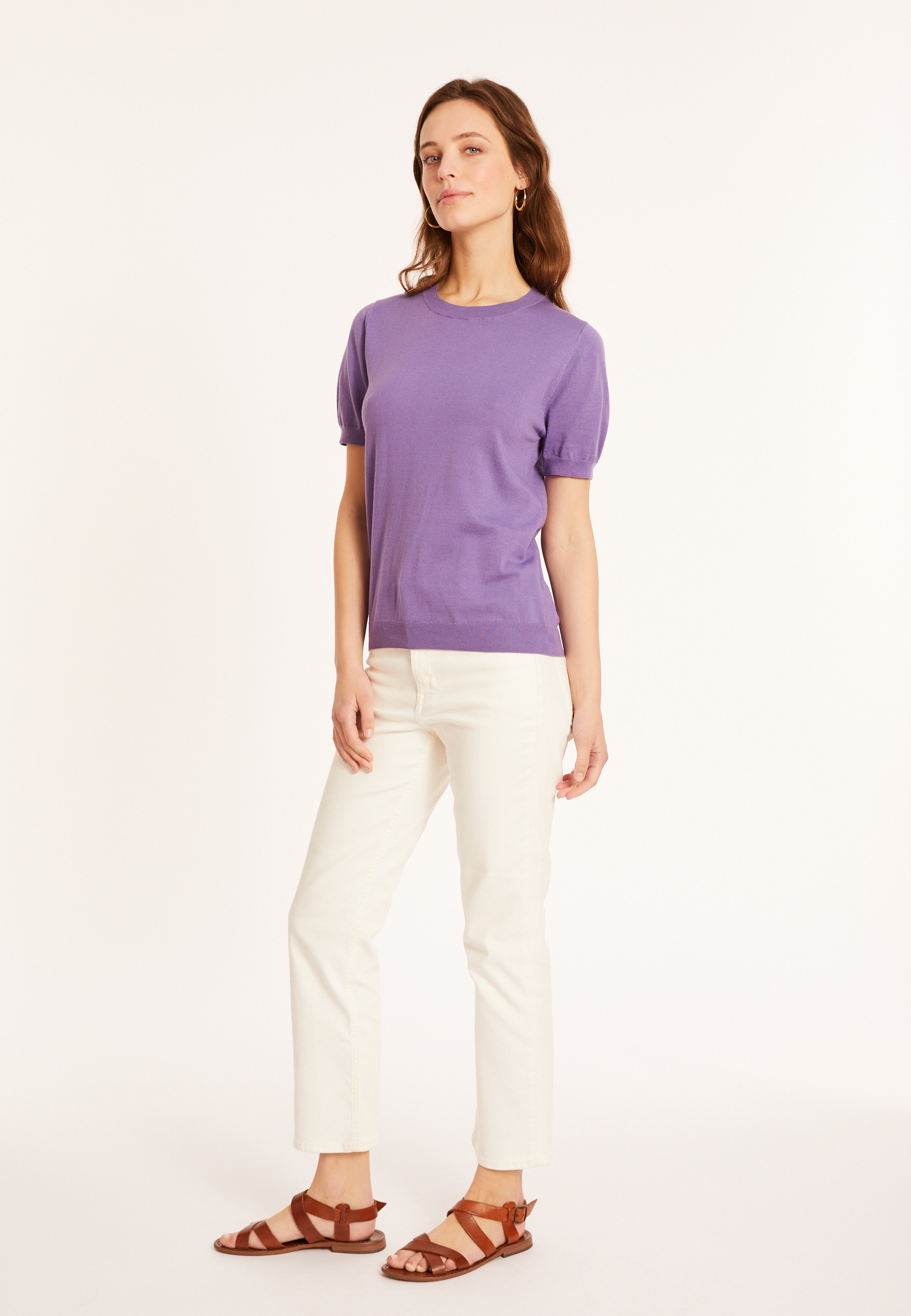 Round neck cotton T-shirt - Moon