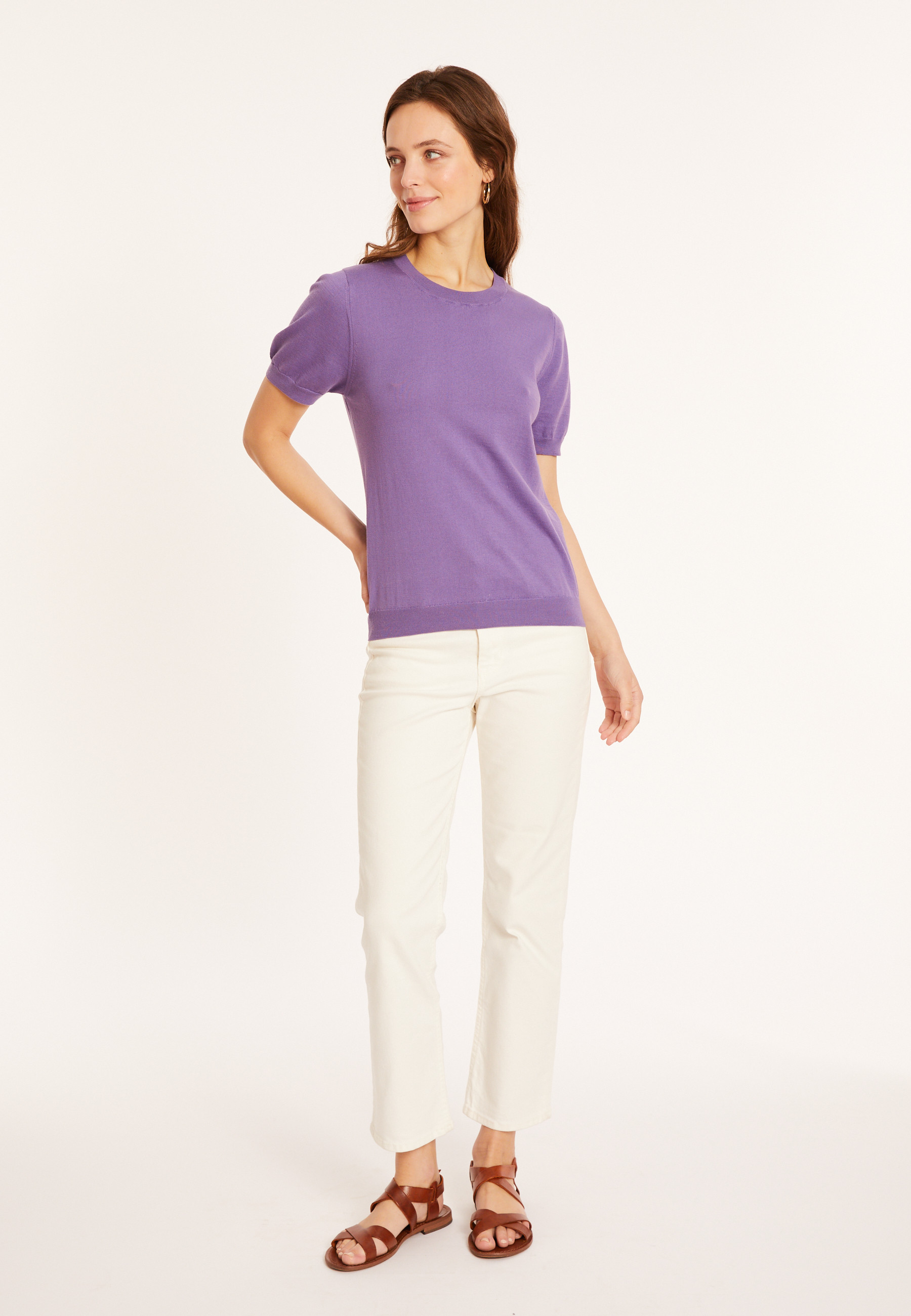 Round neck cotton T-shirt - Moon