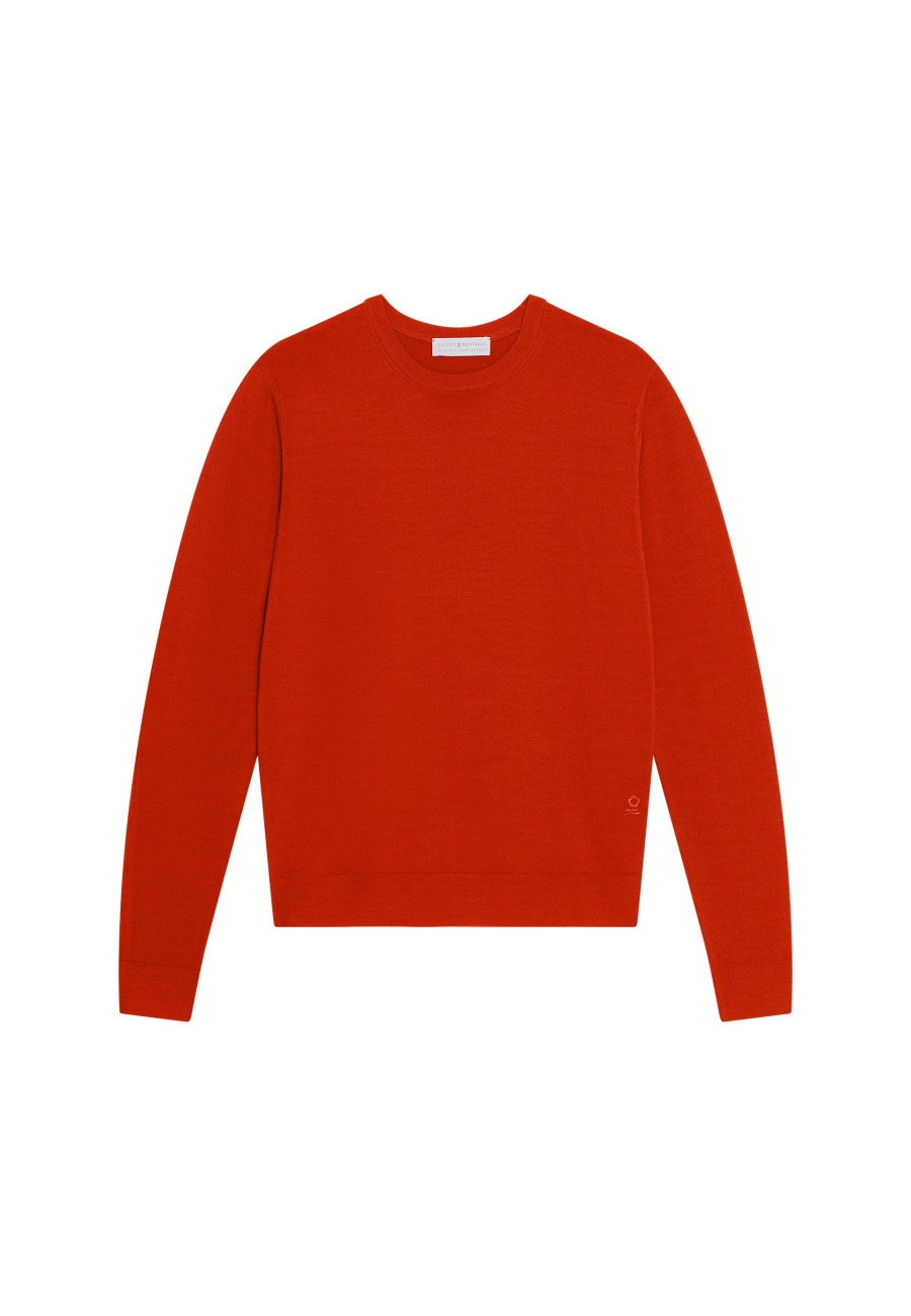 Crew neck sweater with logo in merino wool - Eddie