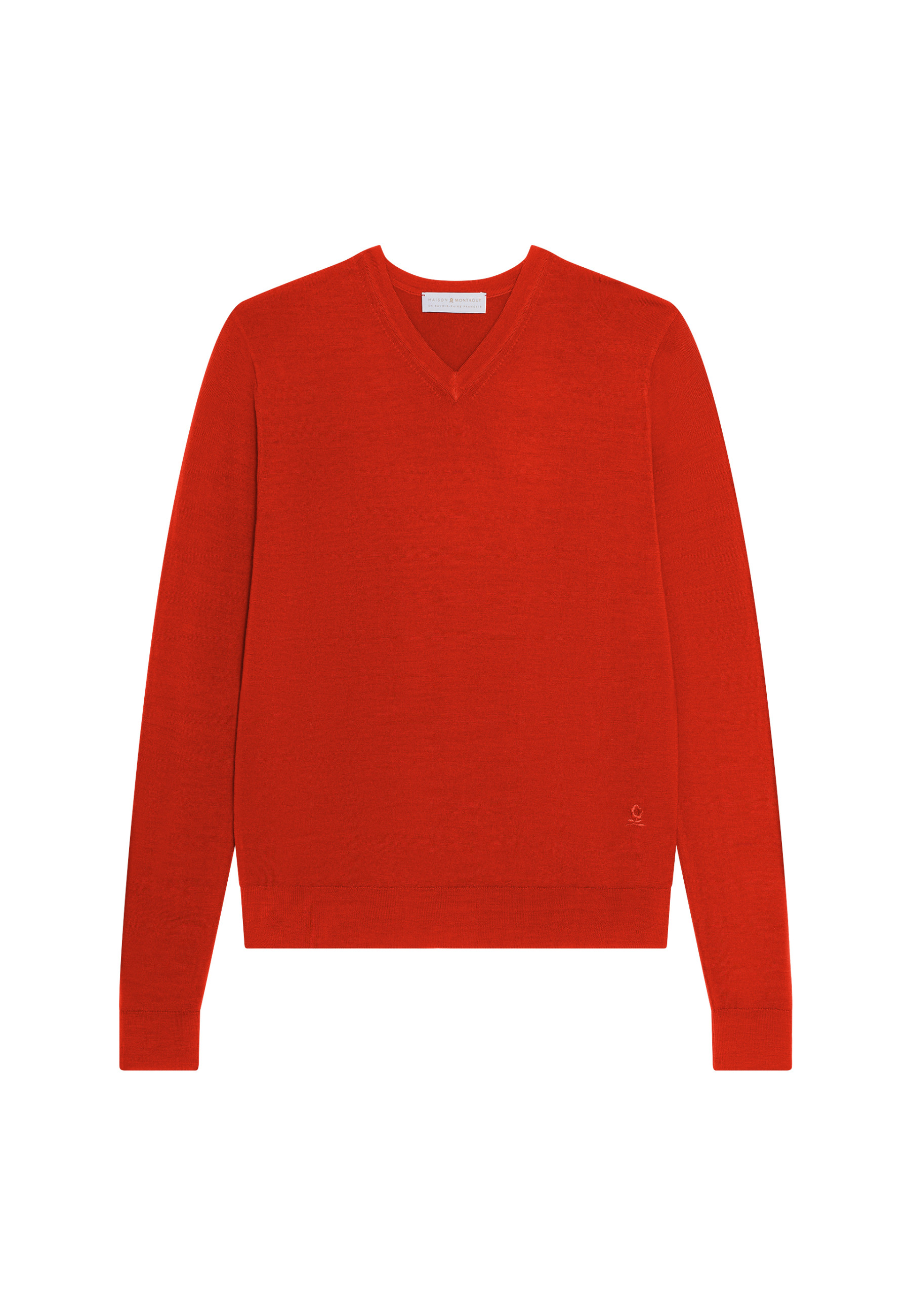 Pull col V logo en laine mérinos - Elmo